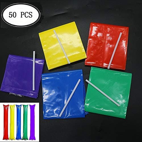 50 PCS Bam Bam Thunder Sticks Cheering Sticks Bang Thunder Noise Makers, Mixed Colors