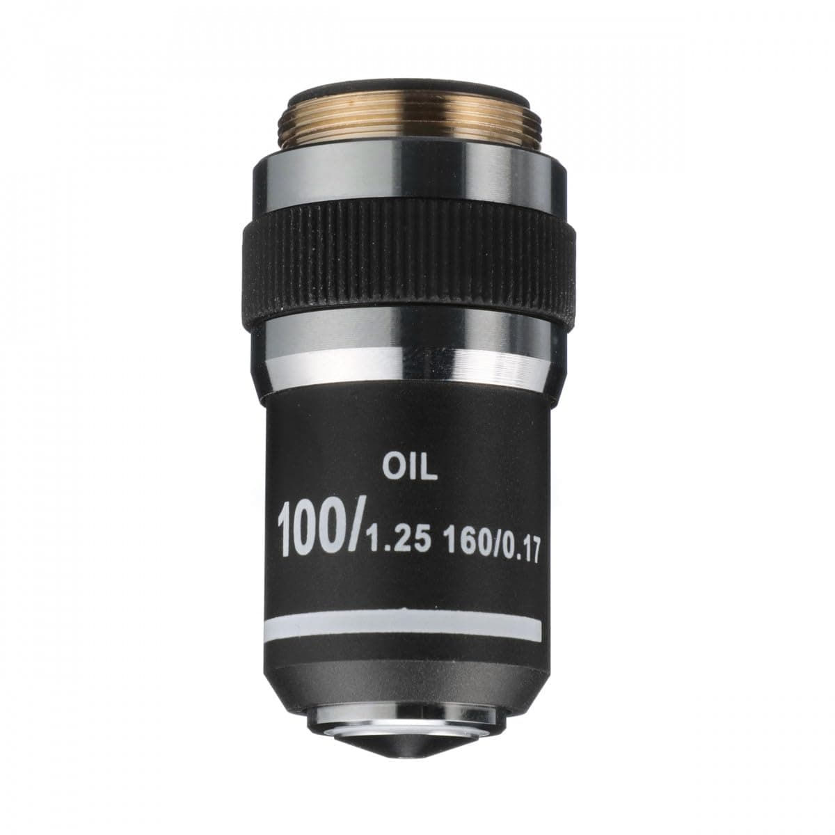 Microscope Objective, 100xR Oil DIN Achromat - N.A. 1.25-0.12mm Working Distance - 160mm Length - Fits EXC-120 Series Microscopes