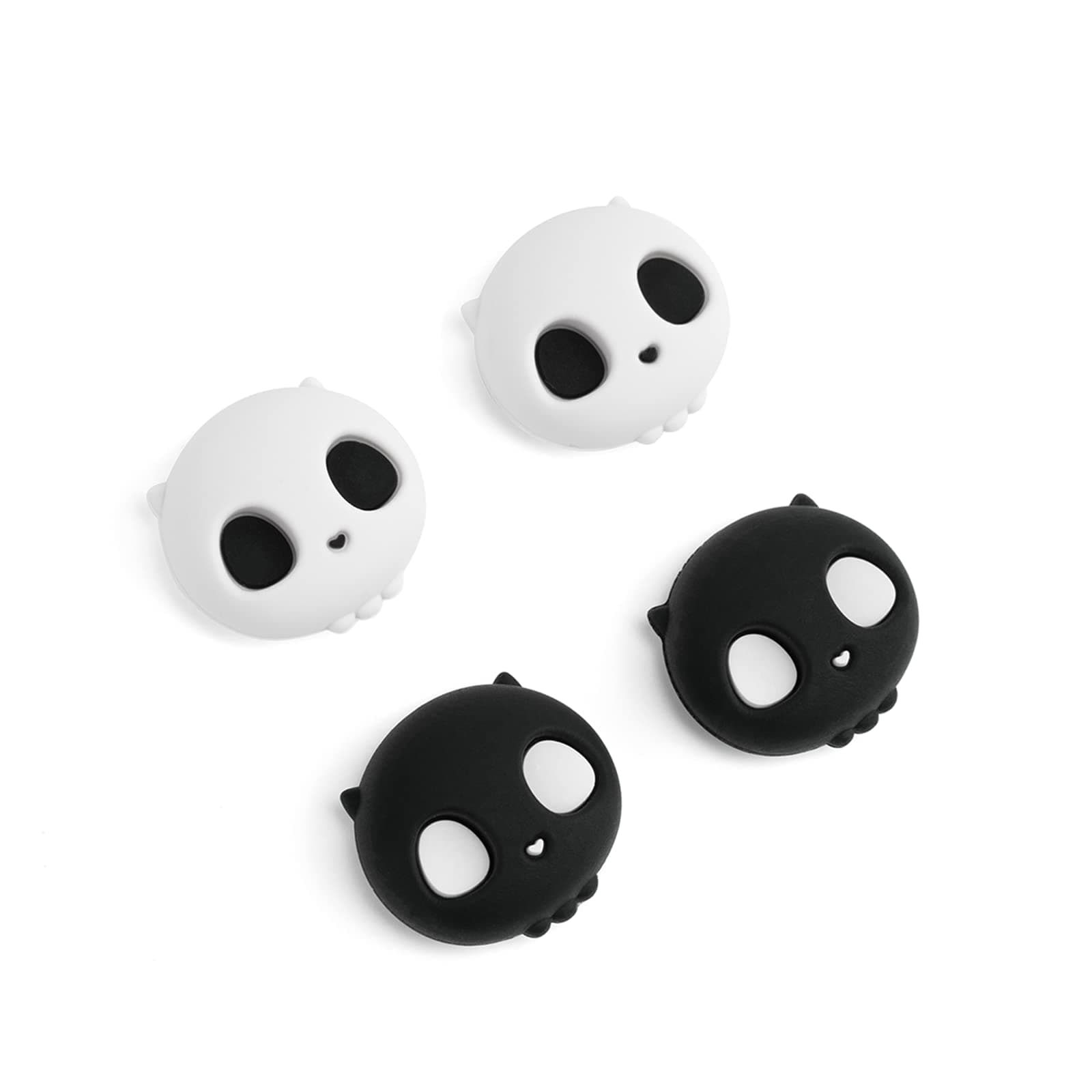 GeekShare Cute Silicone Thumb Grip Caps, Joystick Cover Compatible with Switch/OLED/Switch Lite,4PCS - Skull (White)
