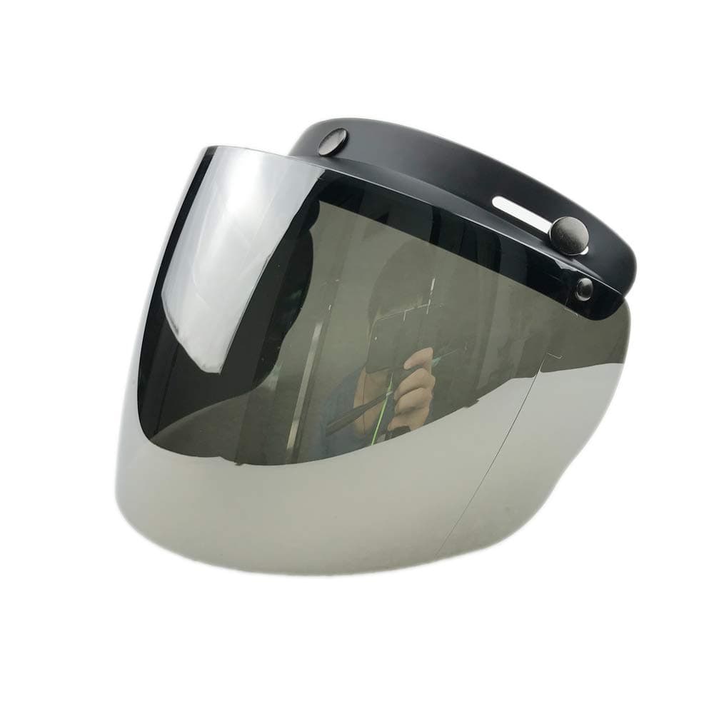 WANCAR Retro Universal Standard 3-Snap Open Face Motorcycle Helmets Flip Up Face Visor Wind Shield Lens(Mirrored)