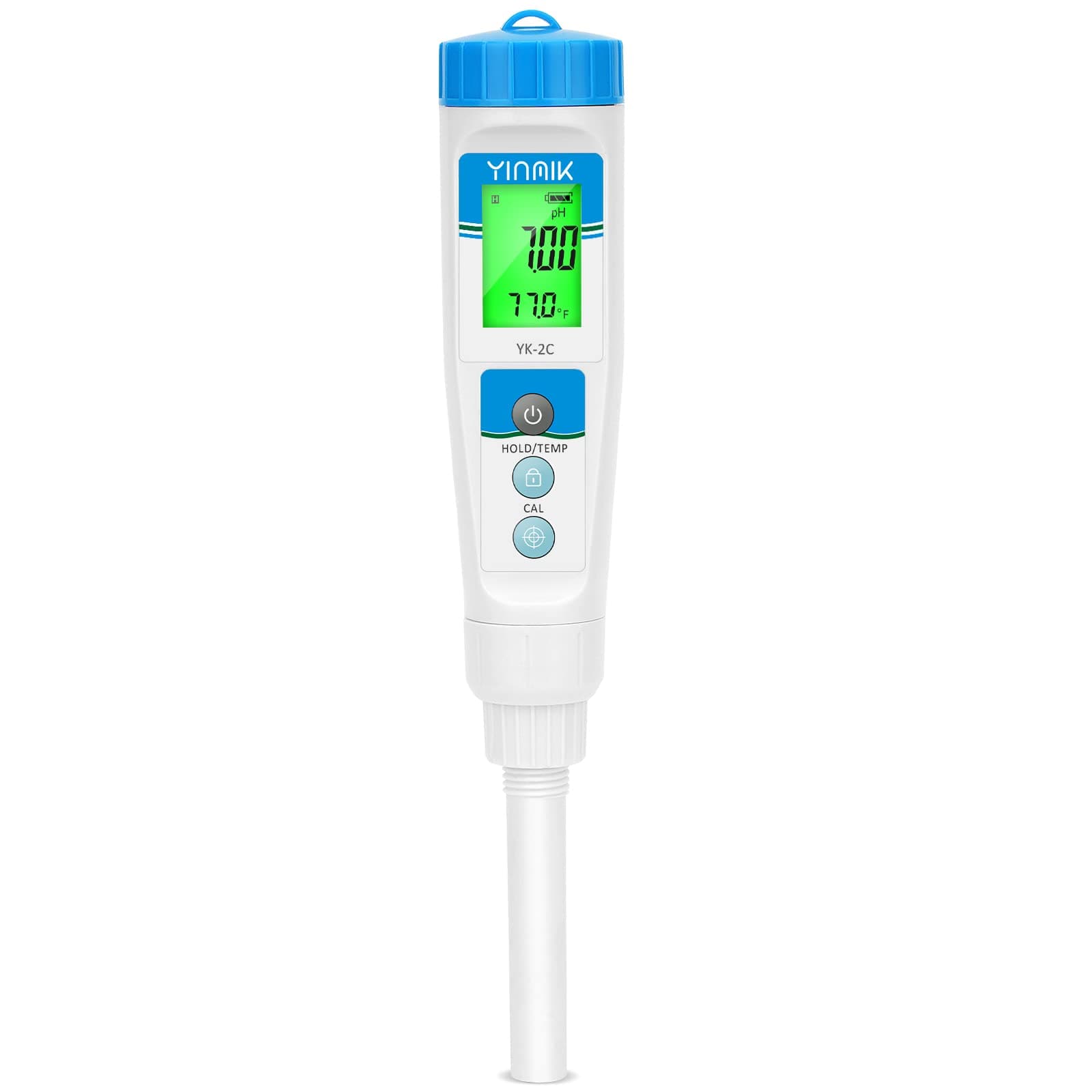 YINMIK pH Meter with Flat Surface Electrode to Measure pH of Liquids Semi-Solids e.g. Hydroponic Nutrient, Wort in Beer Brewing, Lotions and Creams Cosmetic, Durable Tester with Protective Sensor Cap