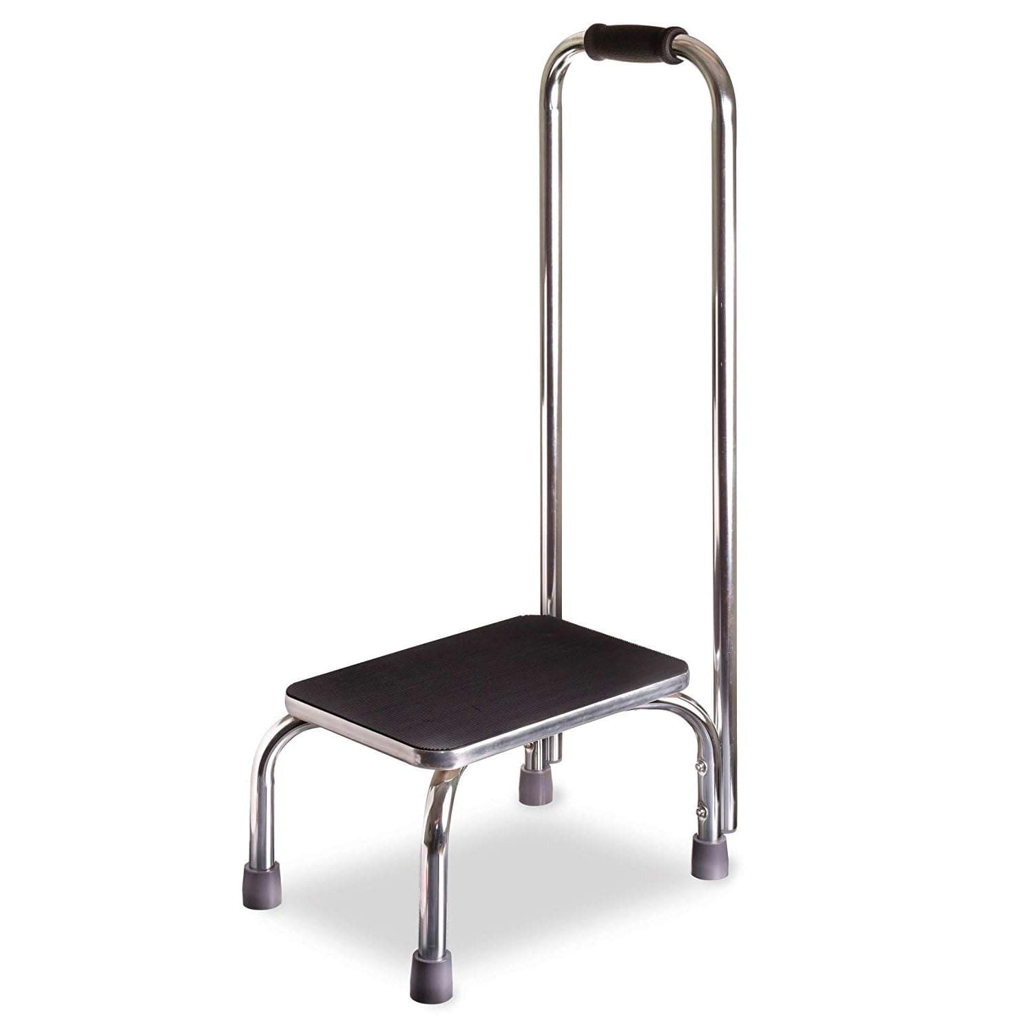 DMI Step Stool with Handle and Non Skid Rubber Platform, Lightweight and Sturdy Stool for Seniors, Adults and Children, Holds up to 300 Pounds with 9.5 Inch Step Up, 17.3"D x 12.3"W x 34"H, Chrome