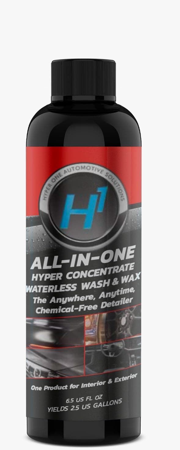 Hyper One All in One Hyper Concentrate Waterless Wash & Wax, 6.5 US FL OZ Yields 2.5 US Gallons, Chemical Free Quick and Easy Wash