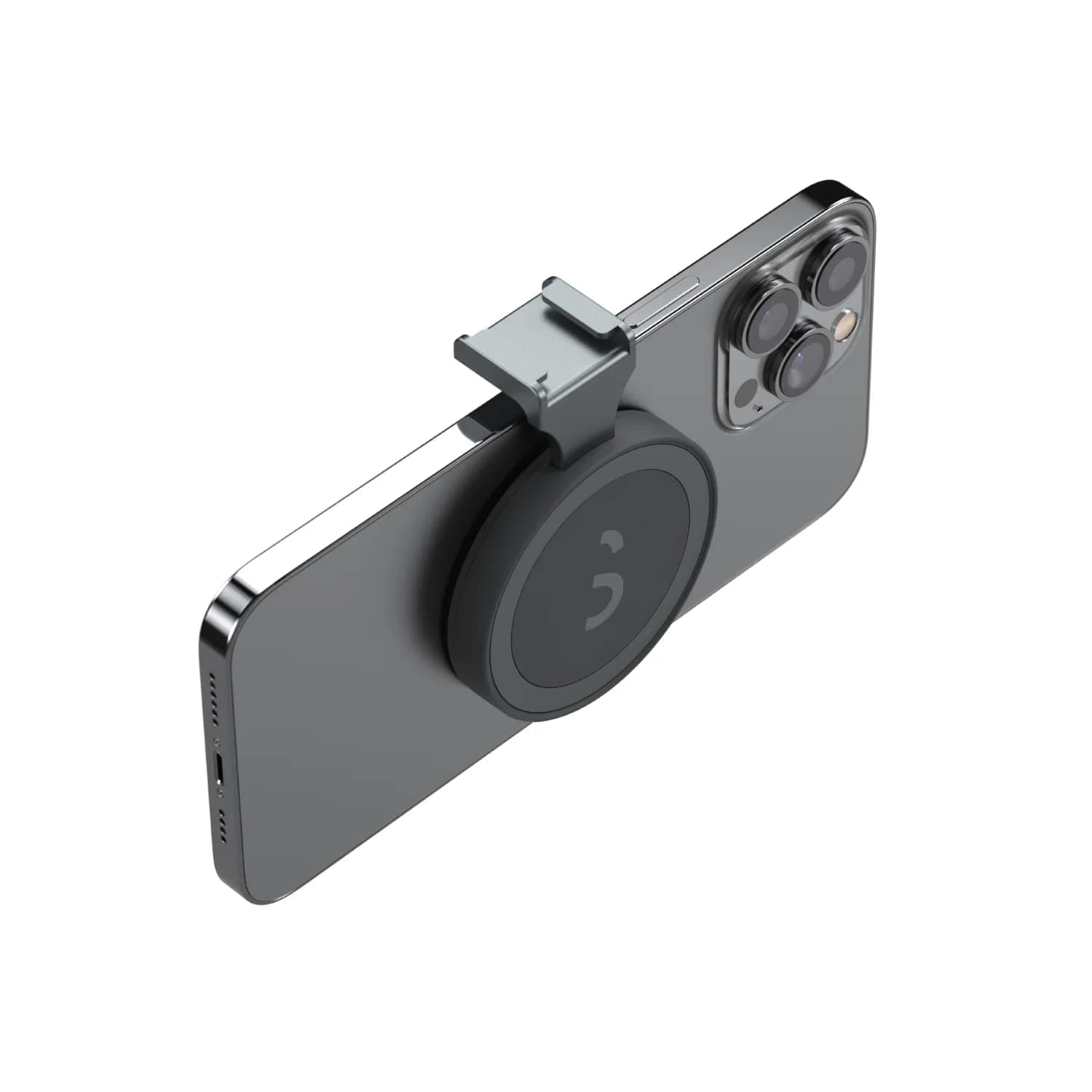 SnapShoe - Snap-on Cold Shoe Mount for Mounting Accessories - Magnetic Mount Snaps on to Any Phone (Midnight)