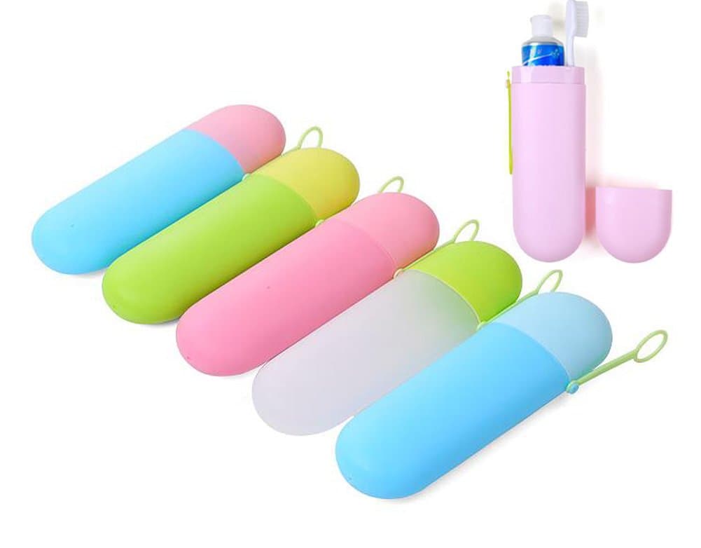 2Pcs Portable Candy Colors Plastic Toothbrush Toothpaste Case Holder for Daily and Travel Use Toothbrush Cup Protect Box Cover Pocket Storage Container for Camping