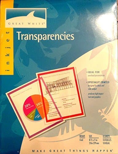 Great White Transparencies Ink Jet Printers by Great White Papers