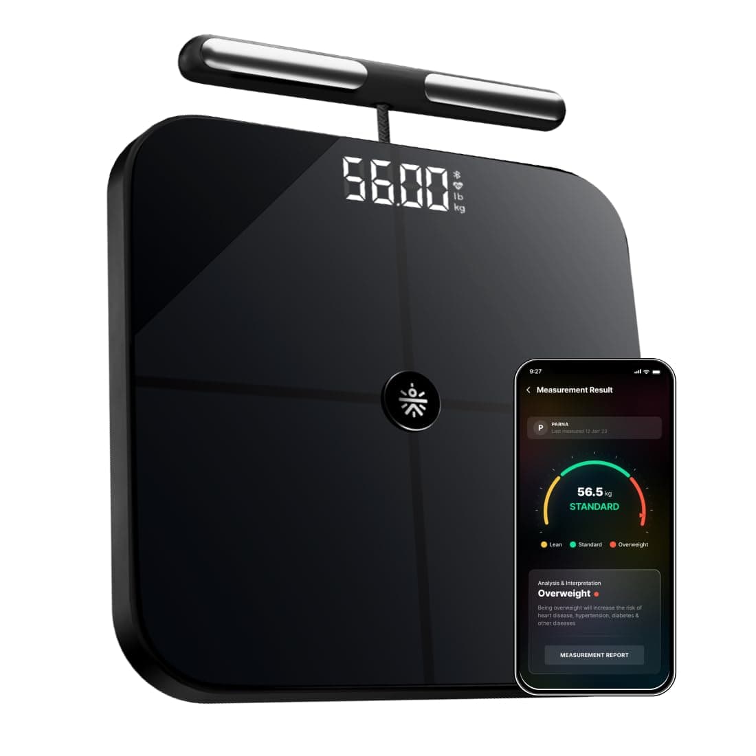 Smart Scale Pro, US FDA Approved, 50+ Parameters, Body Fat Scale, BMI, 10 members, Bluetooth Weight Machine, Body Fat Analyzer, LED Display.
