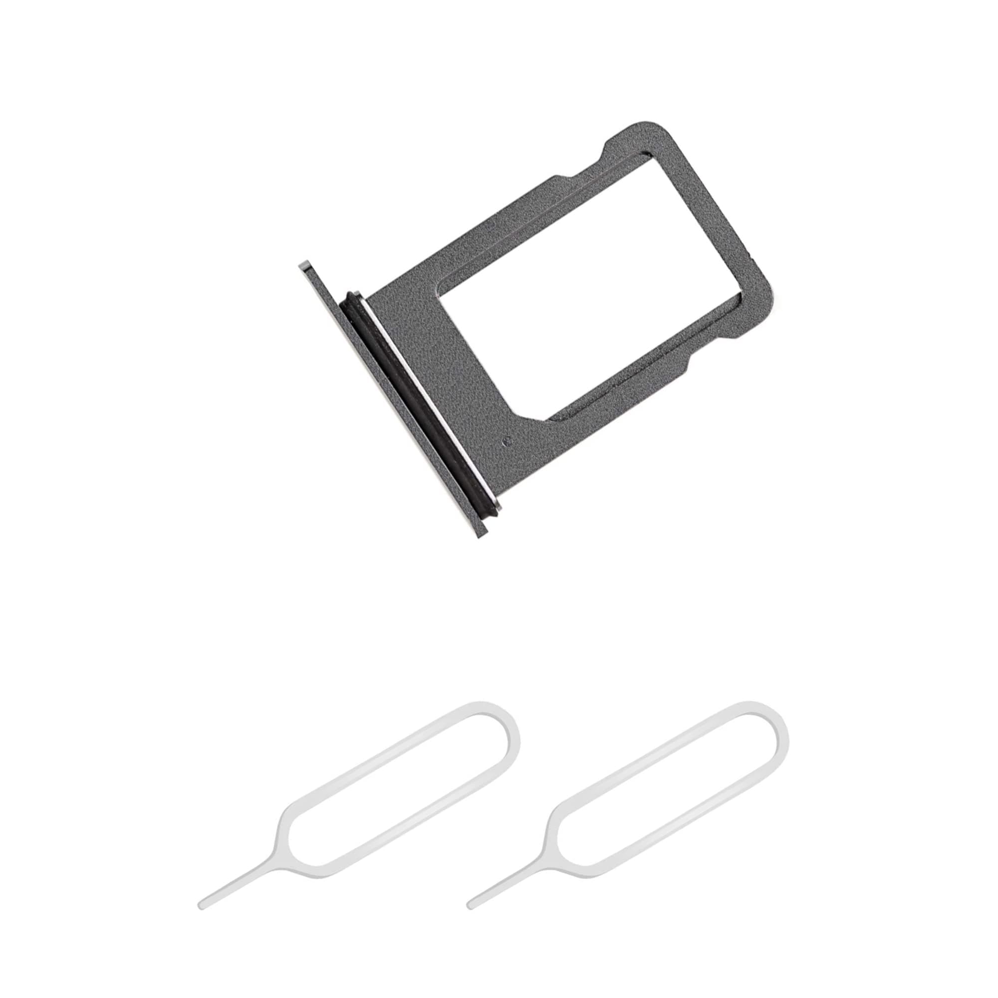THE TECH DOCTOR Replacement Single Sim Tray Card Slot for iPhone with 2x Sim Pin Open Ejector Tool (iPhone XS, Black)