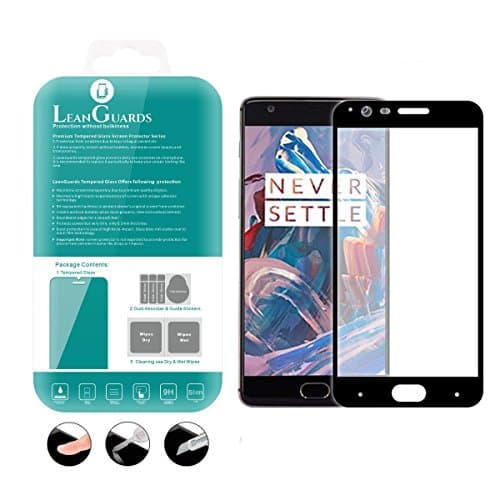 LeanGuards OnePlus 3T 3D Tempered Glass Screen Protector Curved Full Screen No Bubble Anti Fingerprint Black