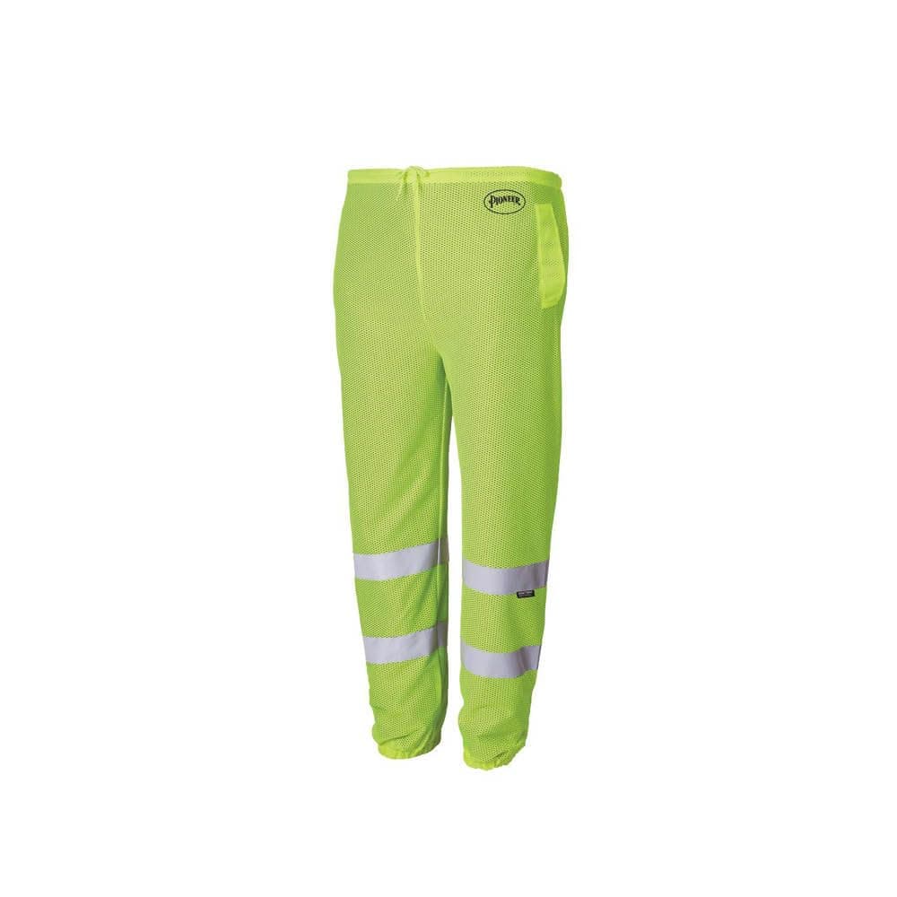 Pioneer (Small-Medium) - Reflective Safety Pants - High Visibility Lightweight Mesh Work Pants for Construction, Traffic - Hi Vis Yellow/Green