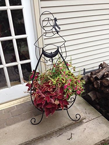 44" Lady Holding Basket Plant Stand