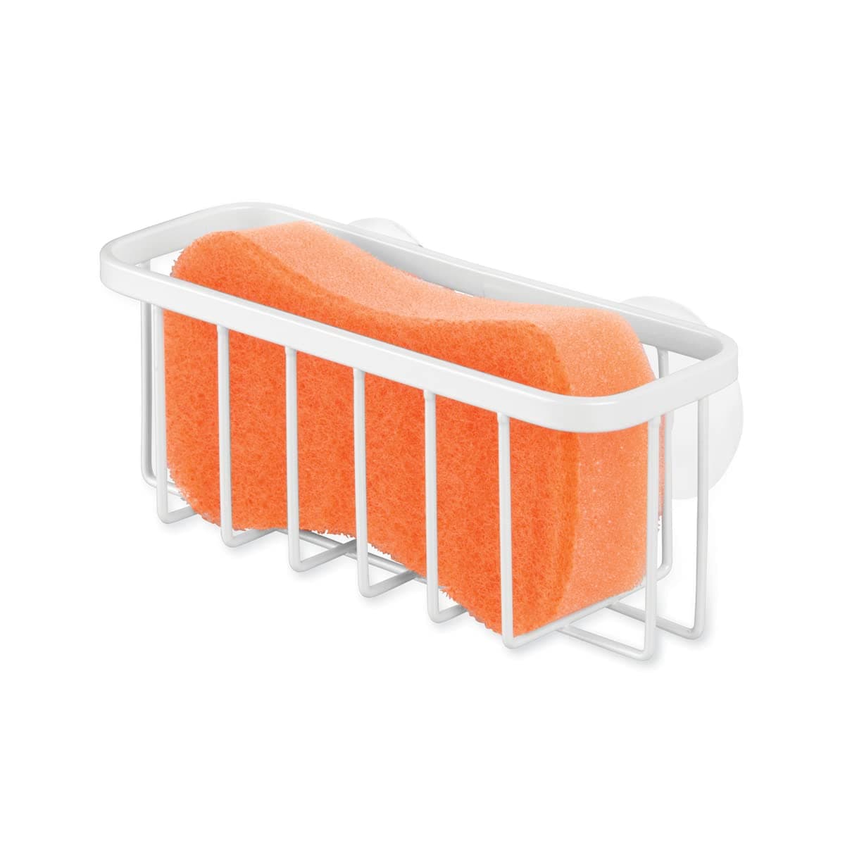 iDesign Gia Caddy, Dish Sponge Holder, Essential Kitchen Sink Organiser, Metal, Pearl White