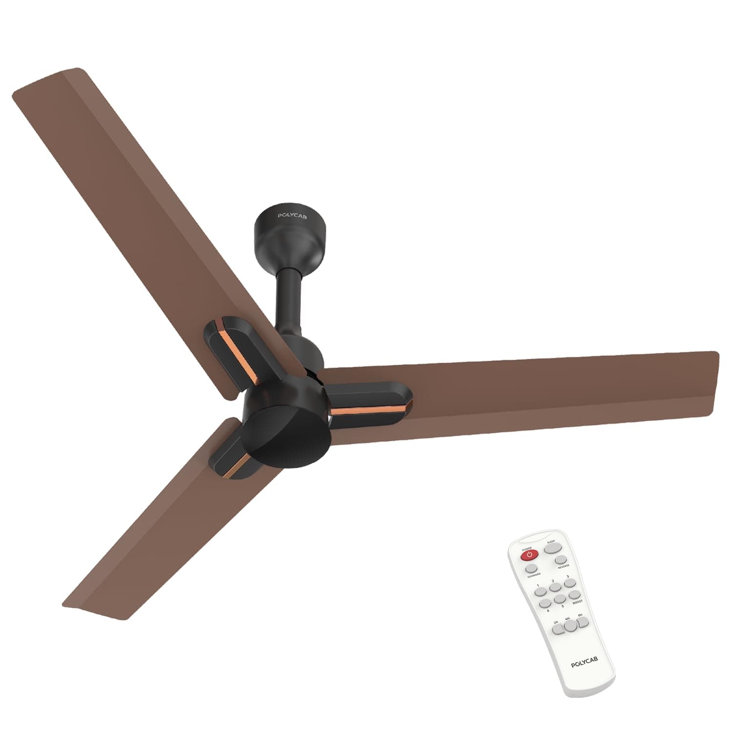 Polycab Wizzy Neo 1200mm 5-Star BLDC, Remote Ceiling fan for home| Free Installation | 55% Energy Saving, 100% Copper, High Air Delivery, 6 Speed Setting, Reversible & Timer【Brown Copper】