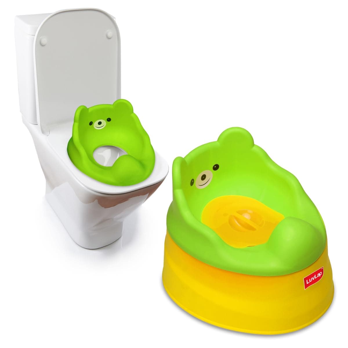 LuvLap Adaptable 2 in 1 Potty Training Seat for 1 + Year Child, Potty Trainer with DetachablePotty Bowl, Suitable for Potty Training of Boys & Girls (Green& Yellow)