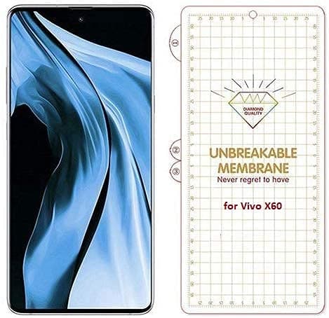 nzon Compatible for Vivo X60 Pro Screen Protector Guard Premium [Works with Fingerprint Scanner] Anti-Bubble Clear Film Screen Protector - Clear,Transparent