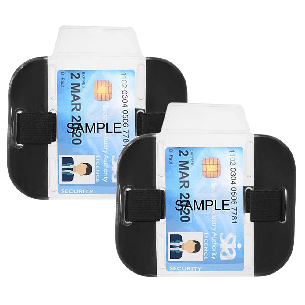 Muka 2 Pack Security ID Badge Holders High Visibility Bright Armbands SIA ID Holders-Black