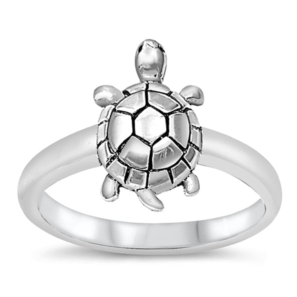 CloseoutWarehouse Sterling Silver Solitaire Wood Turtle Ring