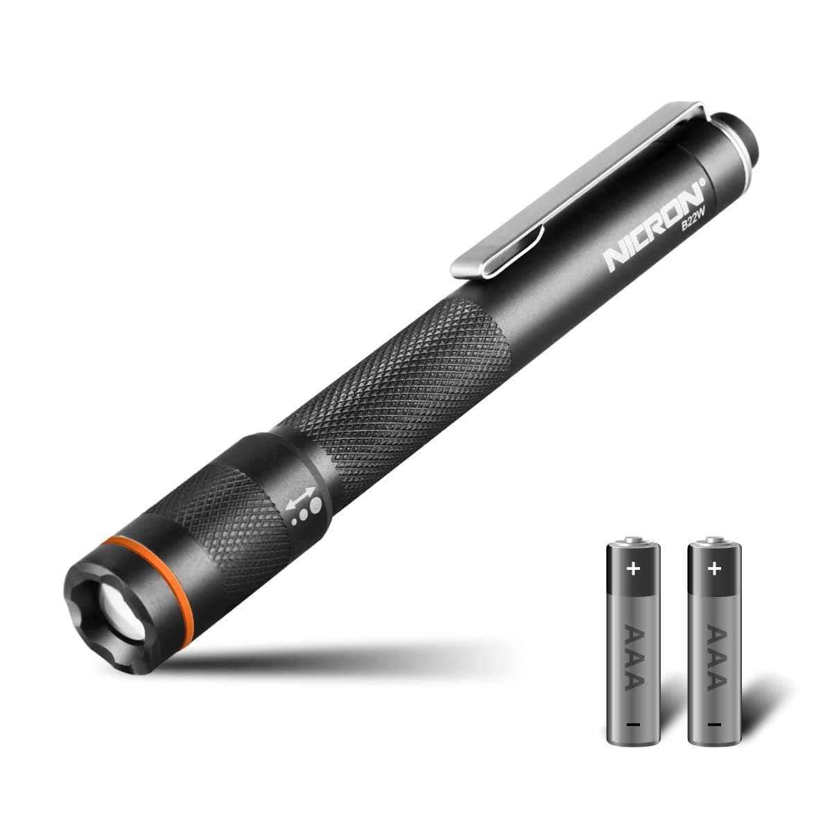 NICRONB22W LED Pocket Pen Light,Small,Compact,Portable,Zoomable Flashlight with Clip for Inspection,Camping,Outdoor,Everyday Use