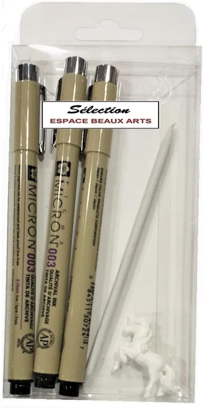 Pigma Micron Sakura 003 Black 3Pc Set Fine Tip Pen,Sakura - Pigment Fineliners - 0.03mm - Black [Pack of 3]