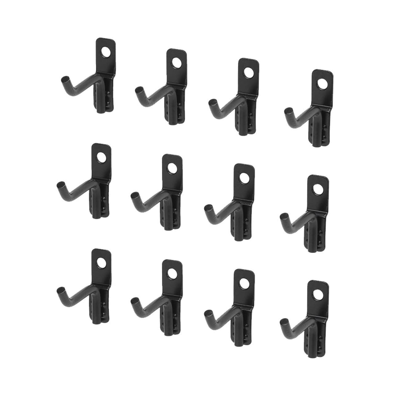 Short Wire Hooks - 12-Pack | Secure Metal Pegboard Hooks with OmniClip | Smart OmniTab Design | Available in 6 Powder Coat Colors (Black)