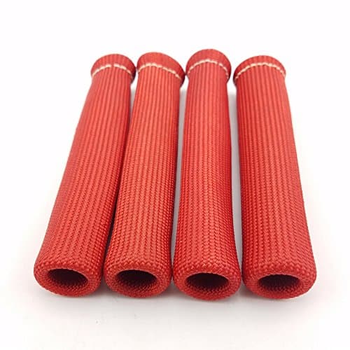 Red 4 pieces 4cyl Heat Protector Spark Plug Wire Boot Heat Sleeve Protector Cover