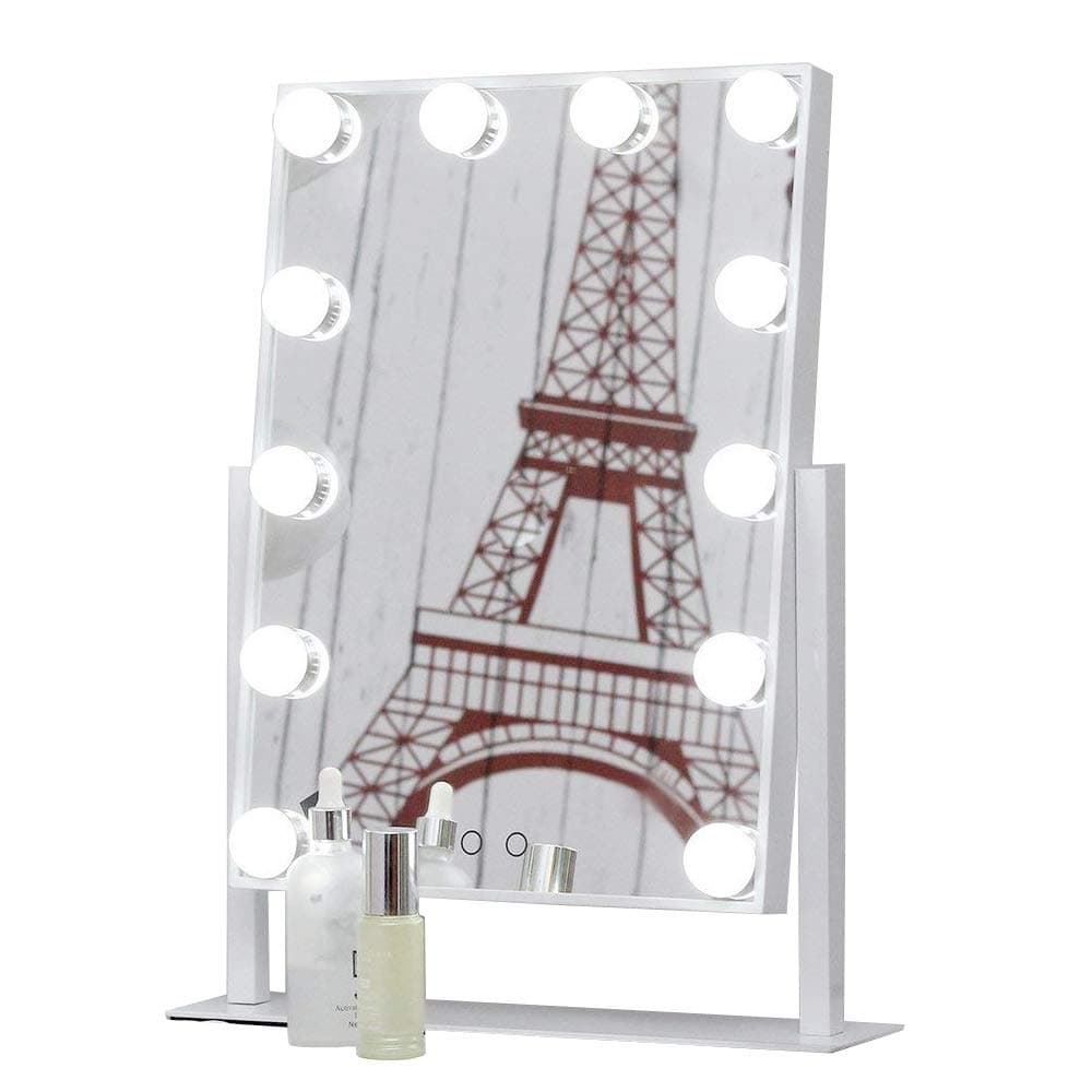 Aoleen Dimmable Hollywood Makeup Vanity Mirror with Light, Lighted Tabletop Mirror with LED Bulbs Two Kinds of Light Color Conversion (White)