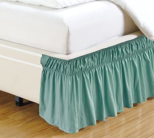 Fancy Collection Easy Fit Bed Ruffle wrap Around Elastic Bed Skirt with 17" Drop New Easy Install Solid Color New (Twin/Full, Light Blue)