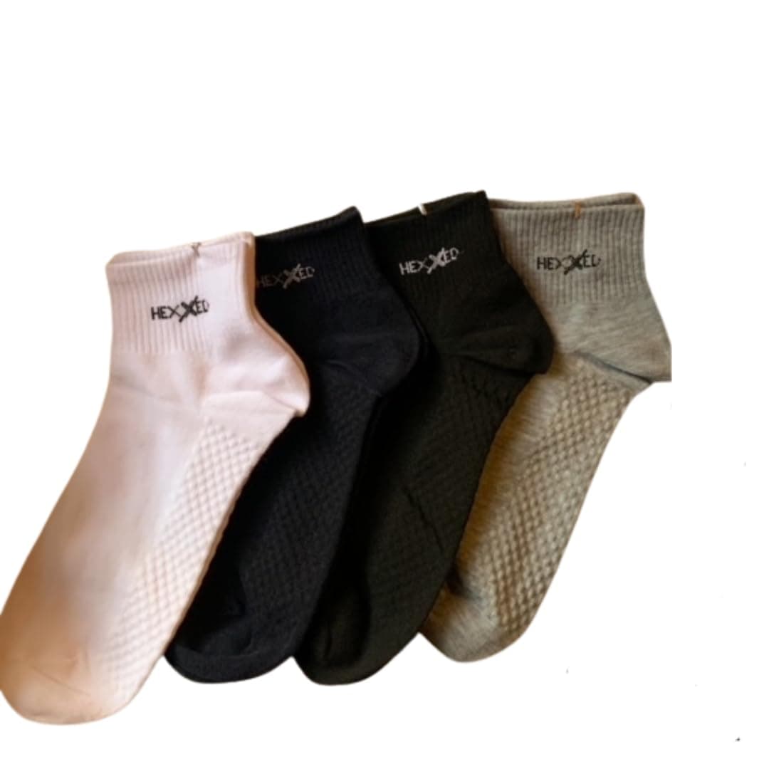 HEXXEDCotton Solid Ankle-Length Socks For Men'S (B6-7, Pack Of 10)