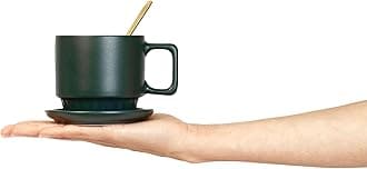 Stackable Mugs with Rack, Saucers and Spoons, Normal, Green