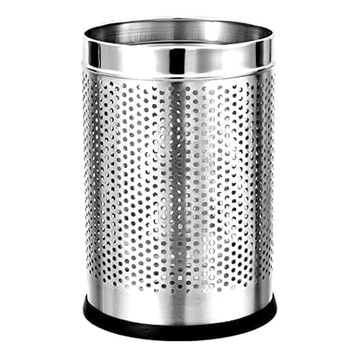 Bosney Multipurpose Stainless Steel Open Top Round Mesh Dustbin 5 Litre Silver Durable and Rust Resistant Waste Bin for Home Office Kitchen Laundry Bedroom Bathroom Garbage Disposal and Storage