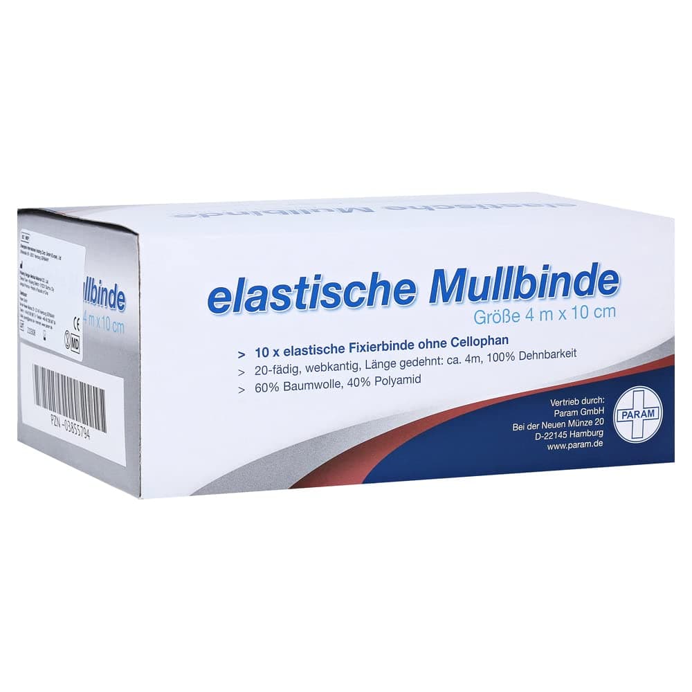 Gauze Bandages Elast. 10 cm O Tie Cellophane Pack of 10