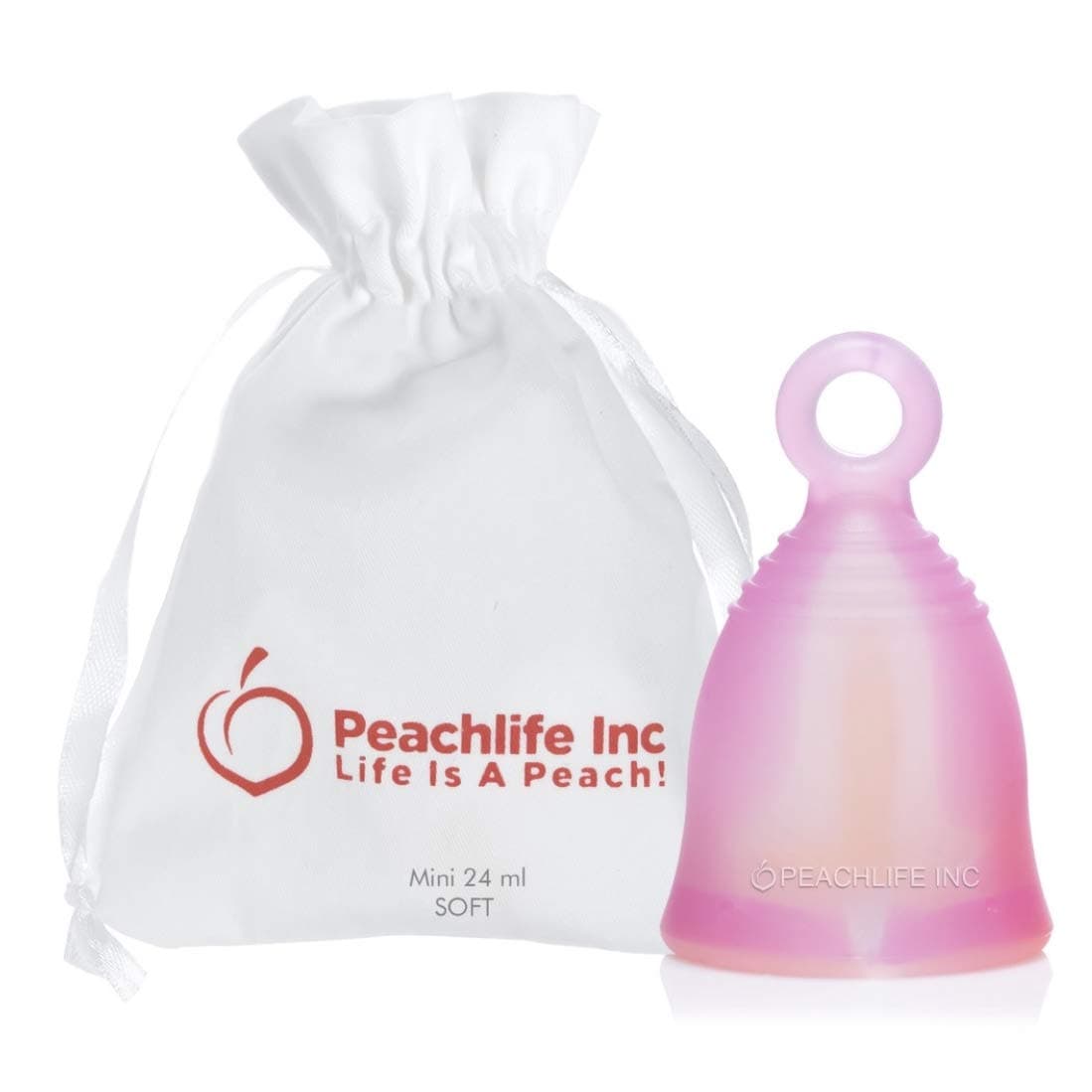 Mini Ring Menstrual Cup with Loop Stem Pull | Reusable Silicone Feminine Care | Small, Soft Peachcup