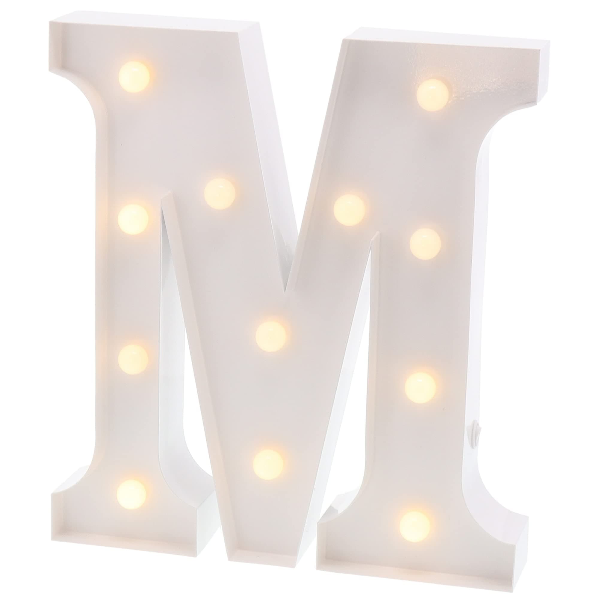Barnyard Designs Metal Marquee Letter M Light Up Wall Initial Wedding, Bar, Home and Nursery Letter Decoration 12” (White)