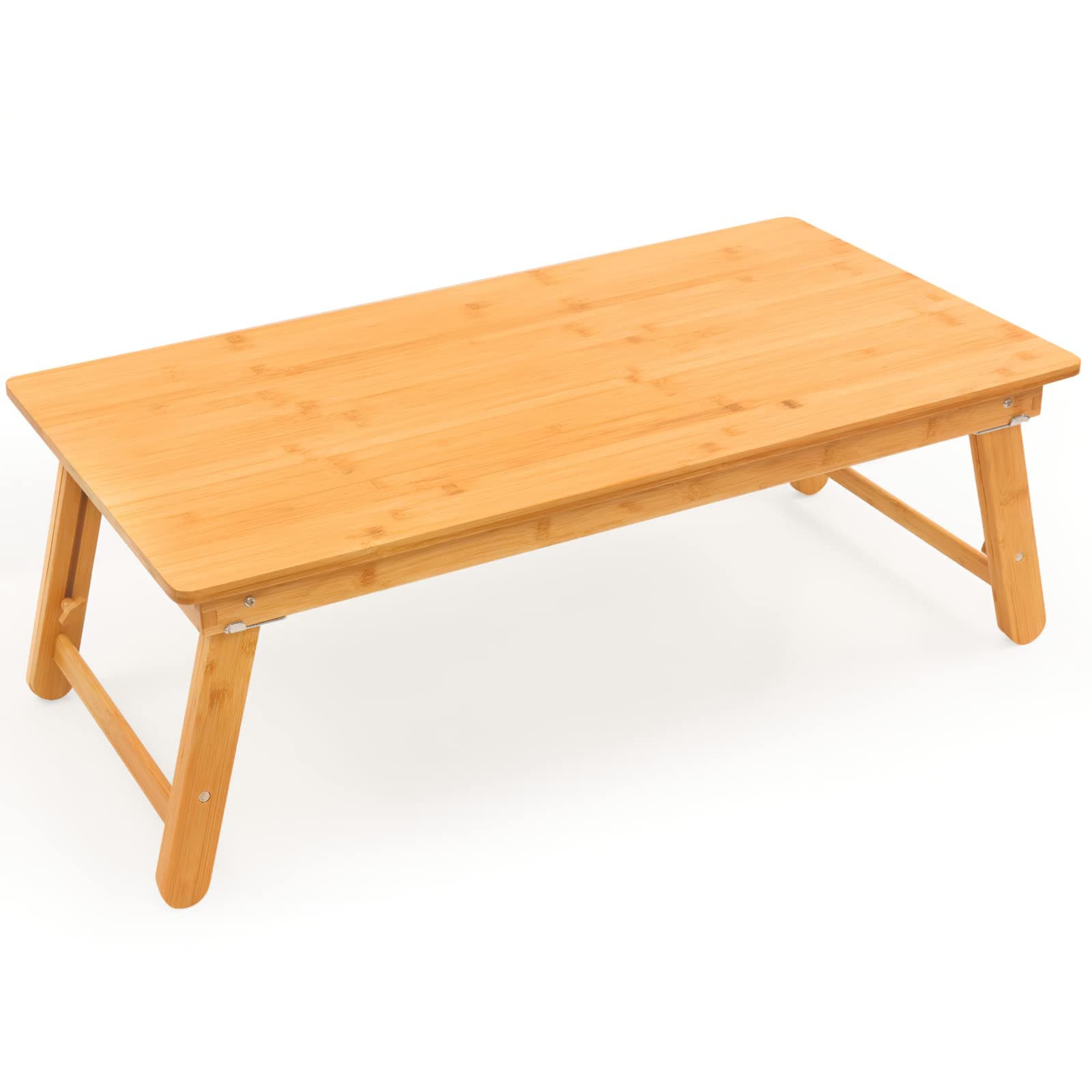 Adjustable Large Size Laptop Desk,Bamboo Lap Table Bed Tray,Foldable 4 Legs Serving Tray Working, Eating and Gaming for Bed,Couch,Floor， 33.5x17.7in