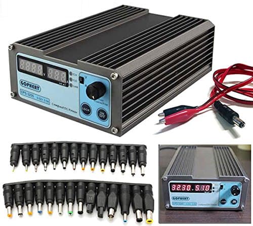Lab Adjustable Professional PSU Power Supply DC Switching 0-32V 0-5A Max. Regulable - Full Set with 28 Universal Laptop connectors and Cable + Crocodile Cable