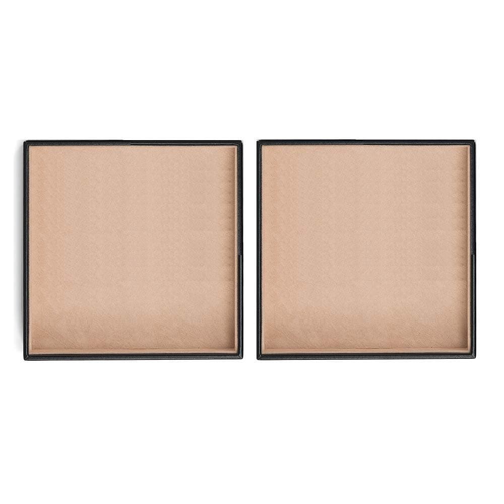 Glenor Co Jewelry Organizer Tray - Set of 2 - Stackable Empty 2 Inch Deep Jewelry Storage Trays w/o dividers - Display on Dresser or Drawer - Compatible with Other Trays - Black