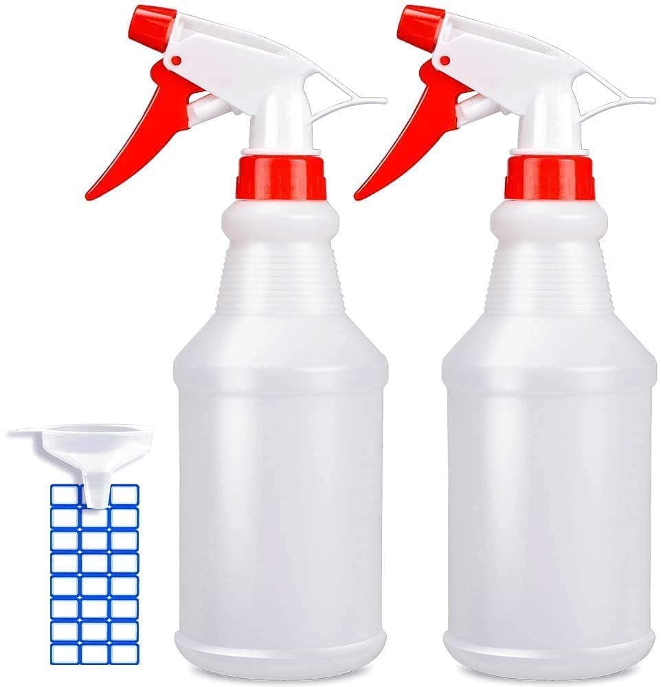 Empty Spray Bottles (16oz/2Pack) - Adjustable Spray Bottles for Cleaning Solutions - No Leak and Clog - HDPE spray bottle For Plants, Pet, Bleach Spray, Vinegar, BBQ, and Rubbing Alcohol.
