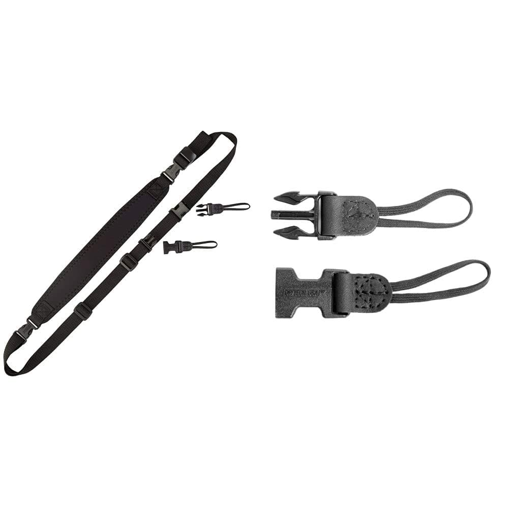 OP/TECH USA Super Classic Sling Strap for Mirrorless and SLR Cameras, Black + OP/TECH USA 1301062 Uni-Loop - System Connectors, Black