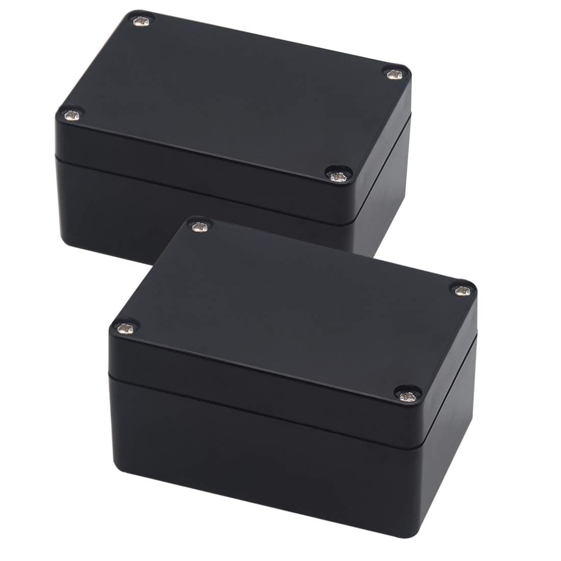 Zulkit Junction Box, Project Box IP65 Waterproof Outdoor Box ABS Plastic Electrical Boxes Electronic Enclosure Black 3.94 x 2.68 x 1.97 inch (100X68X50mm) (Pack of 2)