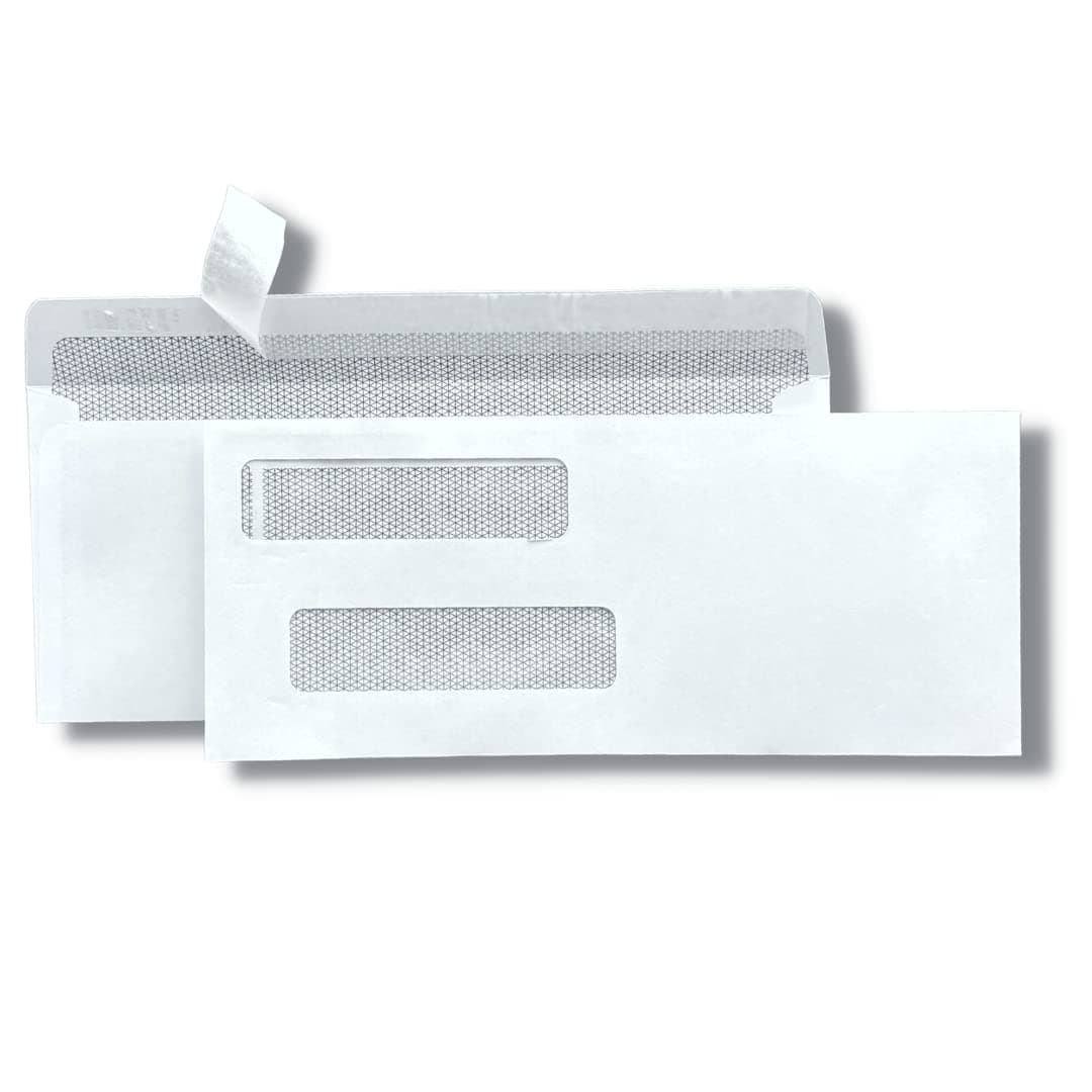 Double Window Self Seal Security Business Mailing Envelopes - For Computer Check Paper and QuickBooks - Safe Envelope with Tamper Evident, Security Tint, Peel and Seal Strip #8 (8801) (50 Envelopes)