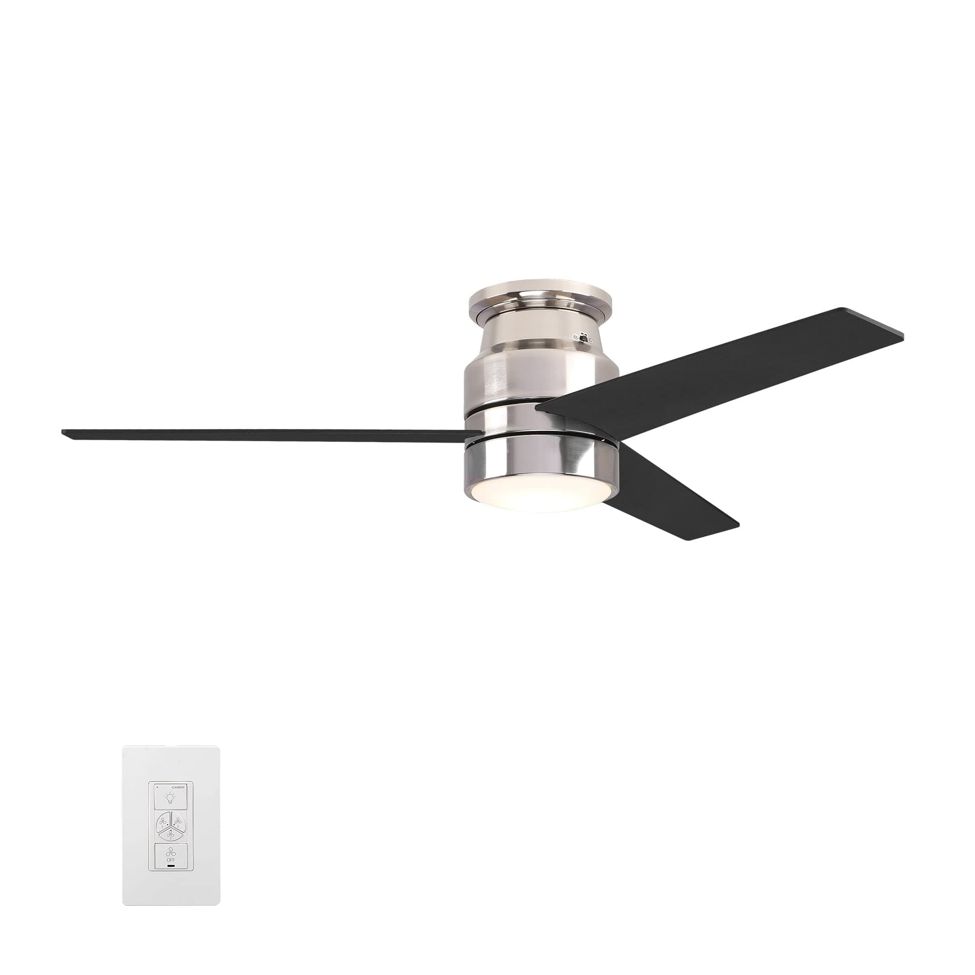 - 52 Inch 3-Blade Silver Low Profile Ceiling Fan with Led APP Control, Alexa/Google Assistant Control |Needs Ground/Live/Neutral Wire, No Remote,No Hub Required|Reversible|Schedule&Timer|