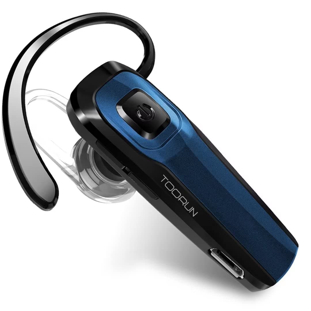 Bluetooth Earpiece, M26 Bluetooth Headset Handsfree V5.0 Wireless Earpiece Headphone with Noise Reduction and Microphone Compatible for Android iPhone Cell Phone Laptop - Blue