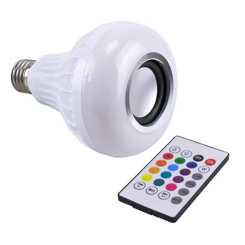 LED Light Bulb Bluetooth Speaker, White + RGB + Yellow Light Ball Bulb Colorful Lamp Smart Music Bulb Audio Bluetooth Speaker with Remote Control for Home,Party,Bar,Garden or Spook House