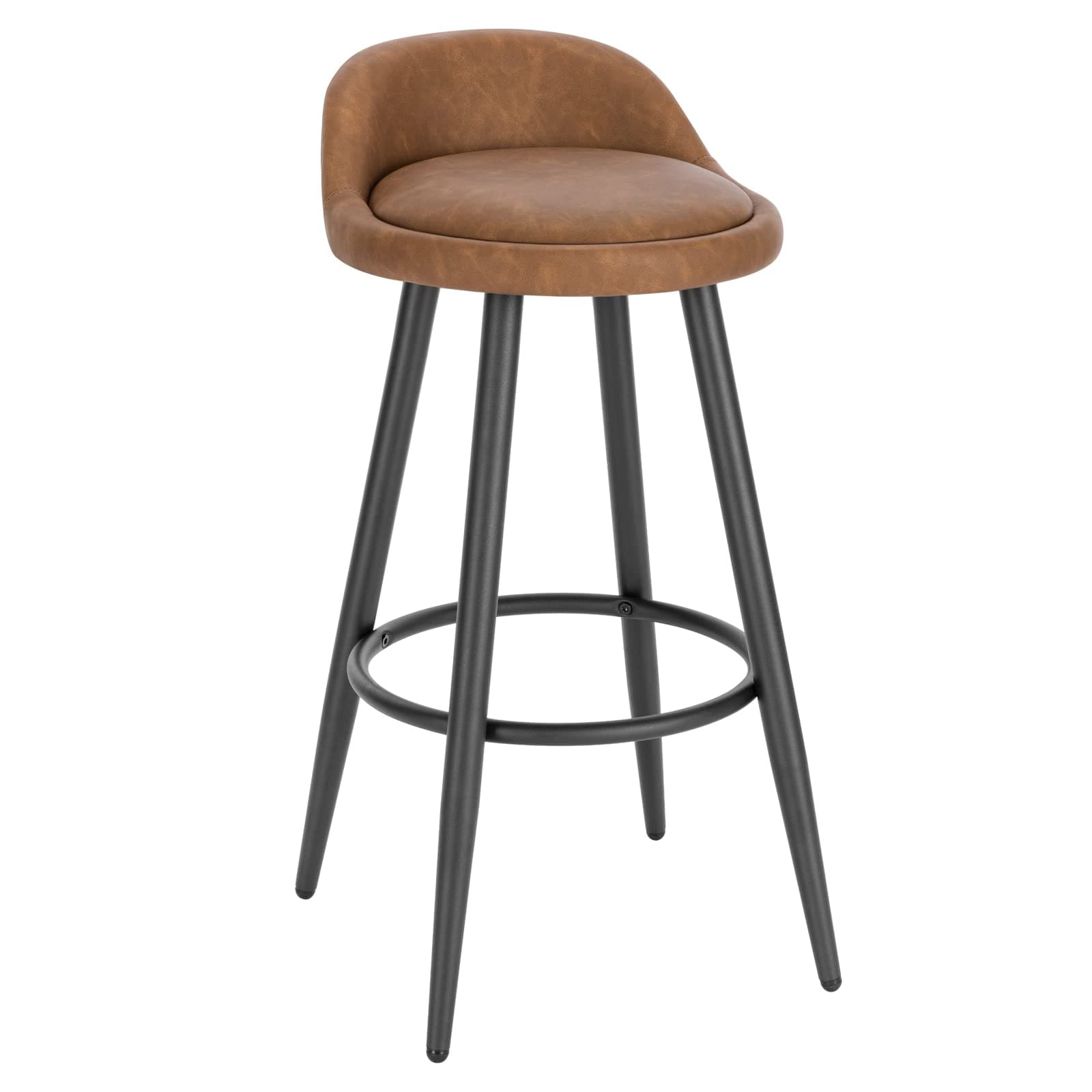 WOLTU Bar Stool, Breakfast Barstool, Kitchen island Counter Stool with Low Back and Footrest, Vintage Faux Leather Stool, Metal Frame, Brown, BH327br-1-UK