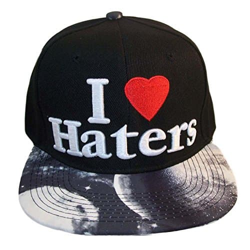 I Love Haters Galaxy Space Snapback Baseball Adjustable Cap Hat Flat Bill 2 Tone Cap
