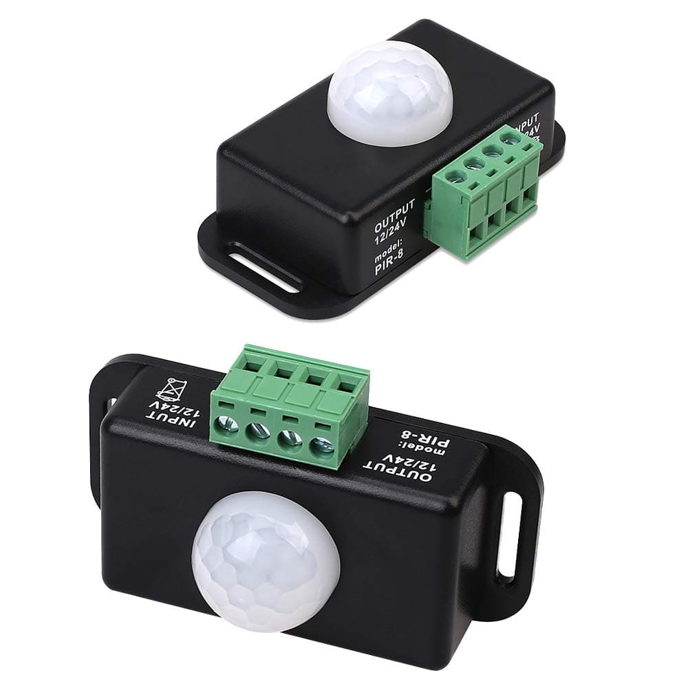Strip Light Motion Sensor Switch, DC12V~24V Infrared Motion Sensor Detector Switch for Cupboard Cabinet Kitchen Stairs (2 Pack)