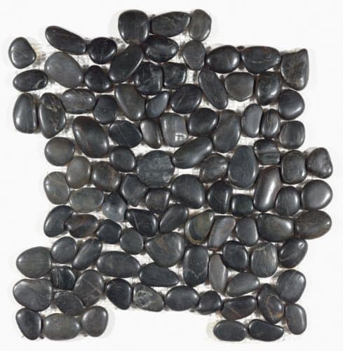 Pebble Tiles Interlocking Round Pebble Floor Tiles for Kitchen Bathroom Balcony Deck Patio Flooring Indoor Outdoor Use Natural Black Pearl Stone Tile(10sheets) F1212102