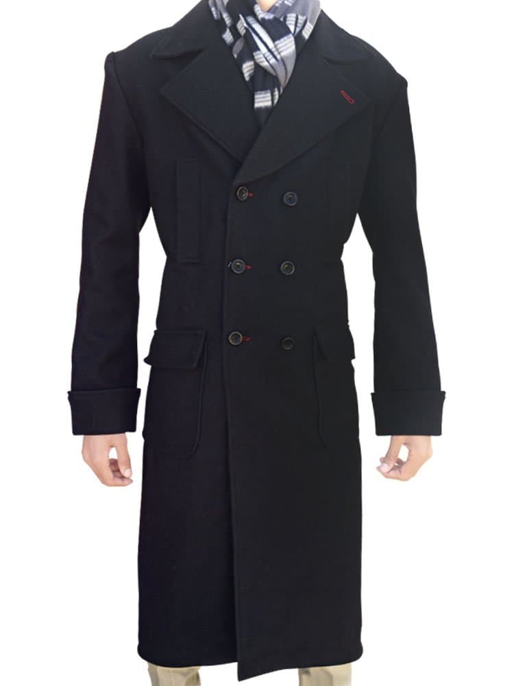 Men's Wool Cape Sherlock Holmes Coat Small Black