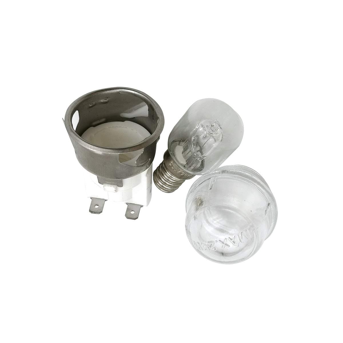 E14 High Temperature Resistance 500 Degrees 250V 25W Oven Lamp, Round Head Glass Cover Resistant to High Temperature, Oven Lamp Holder, Ceramic Lamp Head 2501 Kit