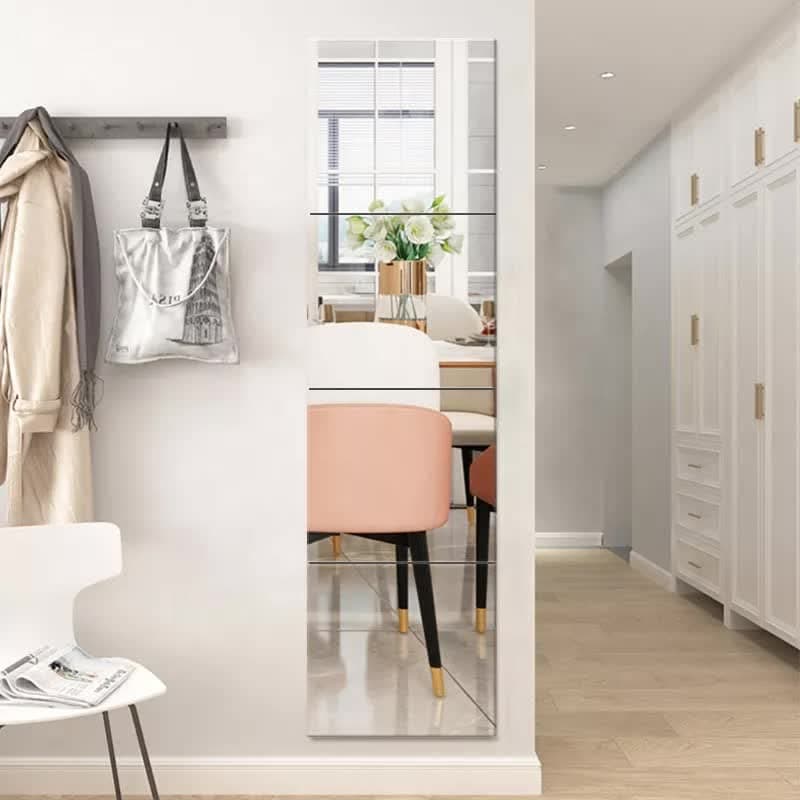 Bnezz -4 Big Square Silver Mirror for Wall Stickers Large Size (15x15) Cm Acrylic Mirror Wall Decor Sticker for Bathroom |Bedroom | Living Room Decoration Items (C-4VeryBigSquareSilver, Unframed)